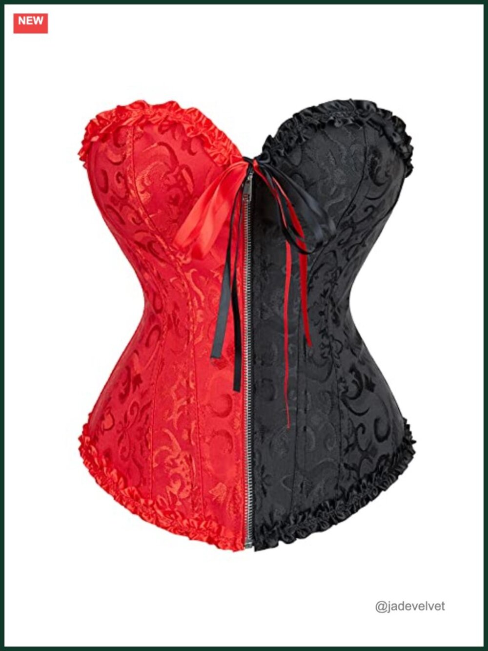 COSWE Lace Up Corset Top Front Zipper Bustier Waist Shaping Women's Lingerie